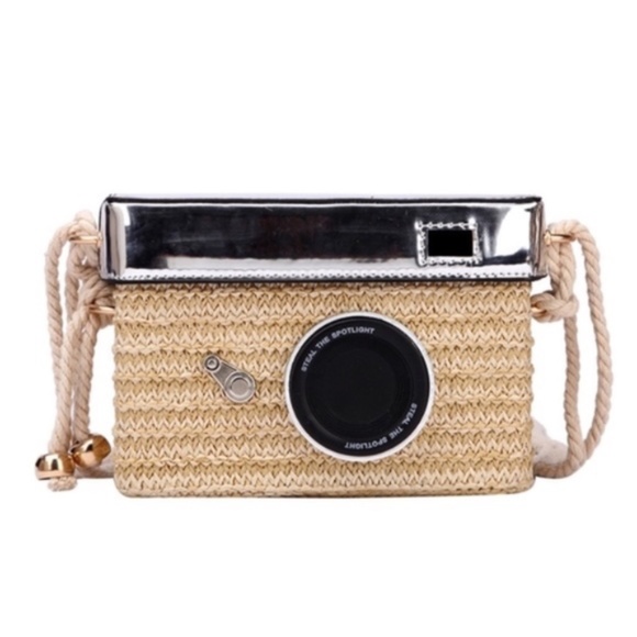 New Camera Woven Linen Straw Basket Shoulder Bag - Picture 1 of 8